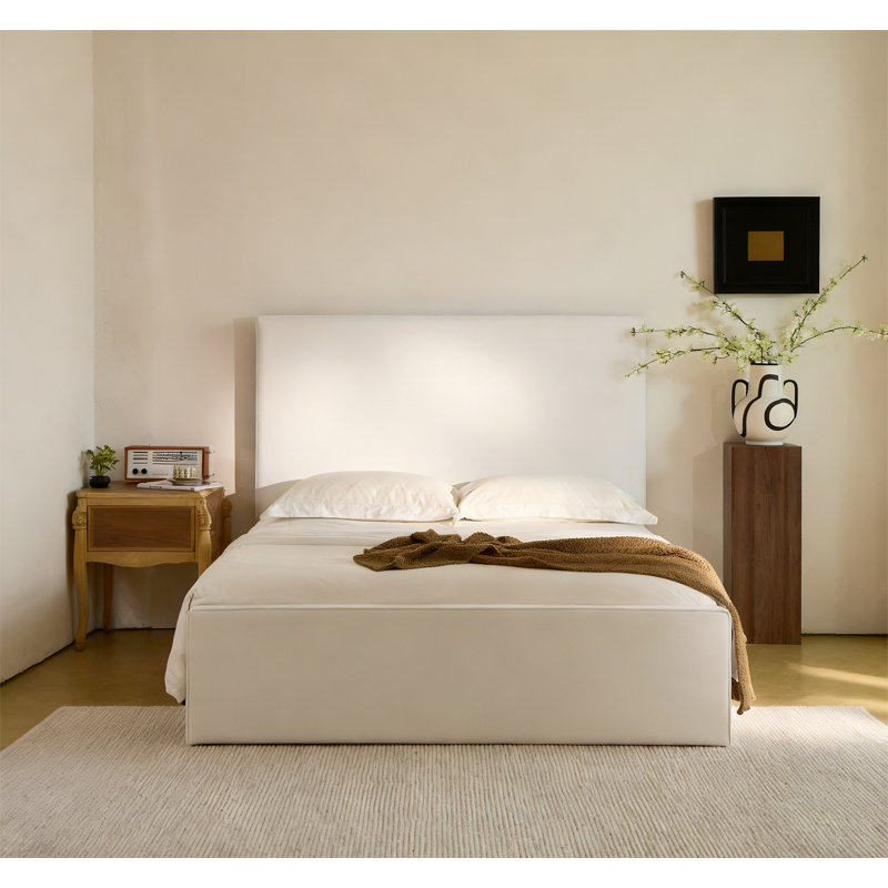 Tête de lit tapissier haute de 52 po Lucas, Blanc, Grand lit