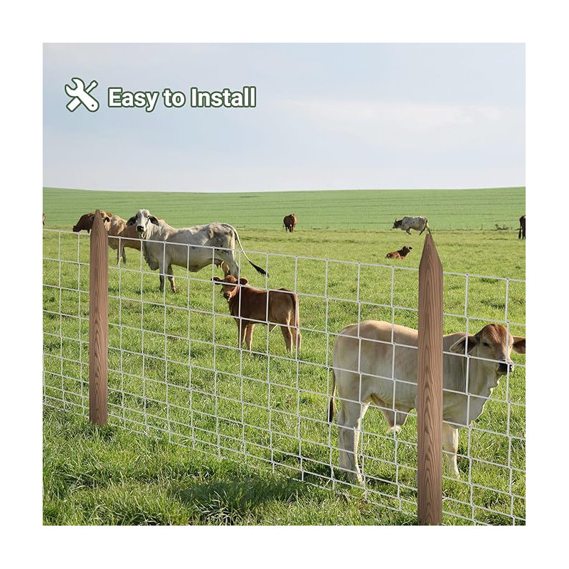 Farm Fence 13Gauge Heavy Zinc Coating Cattle Fence,Galvanized Field Wire Fencing Deer Fence,Goat Fence,Hog Wire Fencing for Yard Livestock & Animals Protection