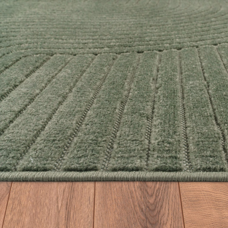 Tapis moderne avec motif de lignes minimalistes en vert, Rectangle 2 pi 8 po x 4 pi 11 po