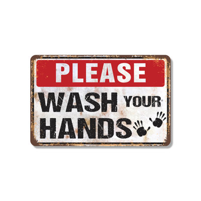 Please Wash Your Hands Vintage Style 11 Inch x 17 Inch Plastic Sign