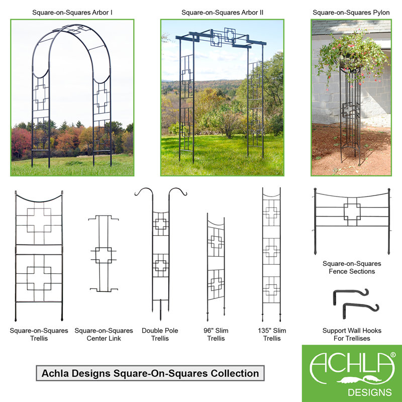 Elegant Graphite Iron Garden Arbor - 22"x98"x52"
