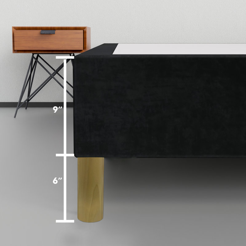 Solid Wood Standard Bed, 15" H x 48" W x 75" L, Black