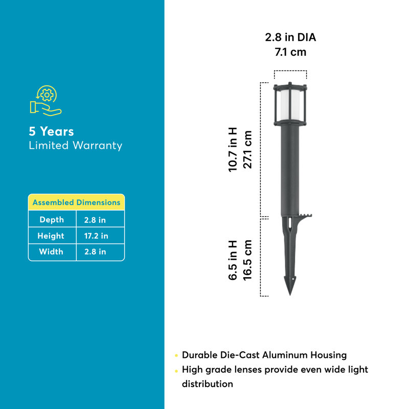 Low Voltage Landscape Path Light 100 Lumen, 3000K, Black