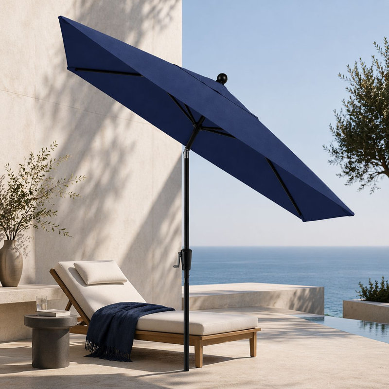 Parasol de marché rectangulaire l 8,58 pi x L 6,75 pi Natalie, Saphir noir, Bleu marine Sunbrella®