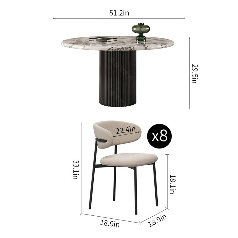 Ensemble de table de salle à manger moderne et simple en faux marbre, H 29,5 po x L 51,2 po x l 51,2 po