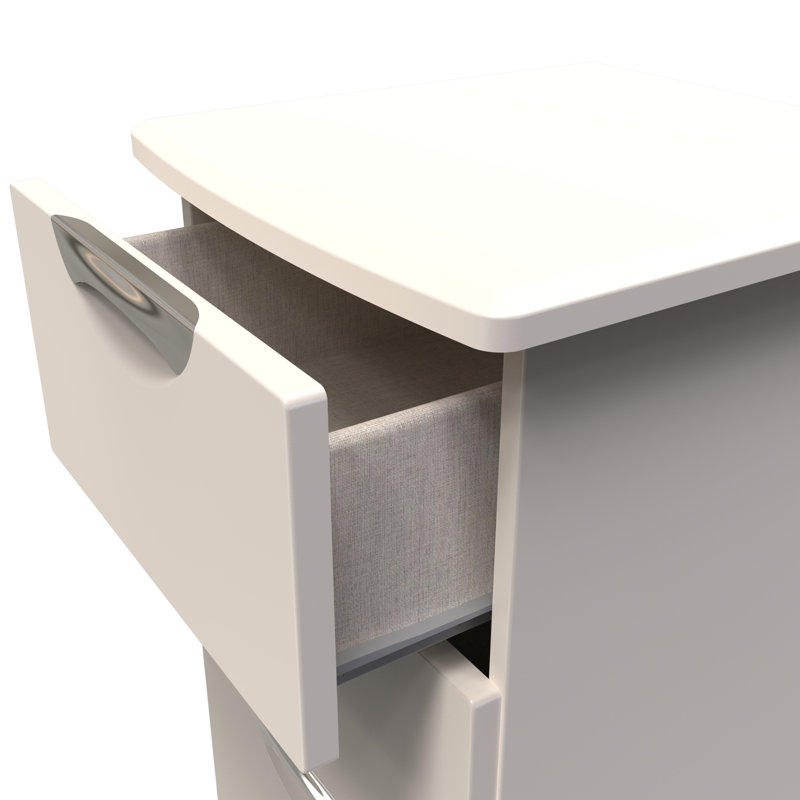 Fully Assembled Ratley 3 Drawer Bedside Table, Kashmir Gloss