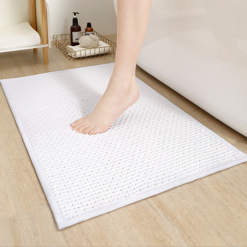 Tapis pour salle de bain Idalee, Blanc, L 16 po x L 24 po