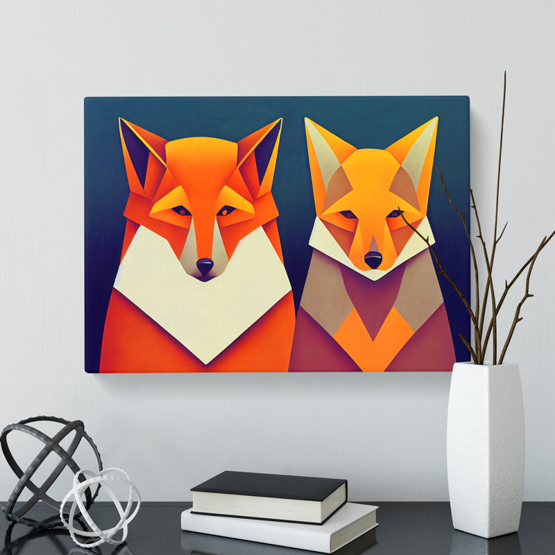 Two Abstract Foxes Vol.2 - Wrapped Canvas, 35cm H x 50cm W x 3cm D