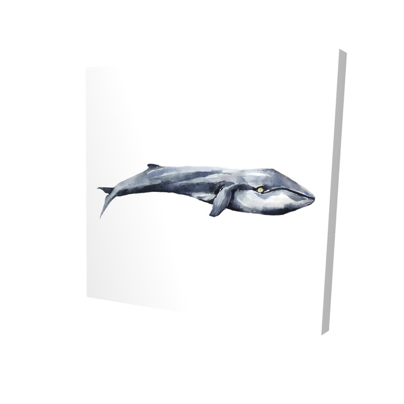 Aquarelle baleine - art de chambre à coucher de mer pour la décoration intérieure, H 36 po x l 36 po