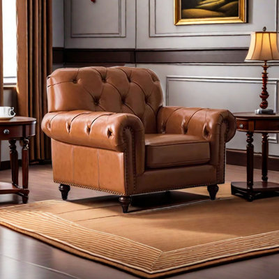 Takemia European light luxury retro leather chair