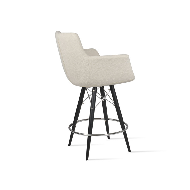 Tabouret Bottega MW, Tabouret de bar (28,5 pi Hauteur du siège), Blanc cassé, Noir