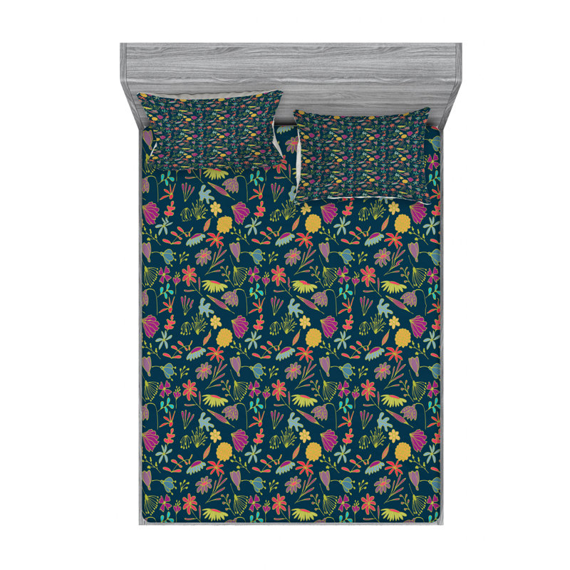 Spring Microfiber Floral Sheet Set, Queen Sheet Set, Lavender Floral