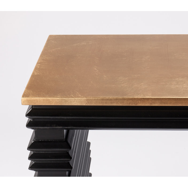 62'' W Stone Console Table, Goldleaf, Black