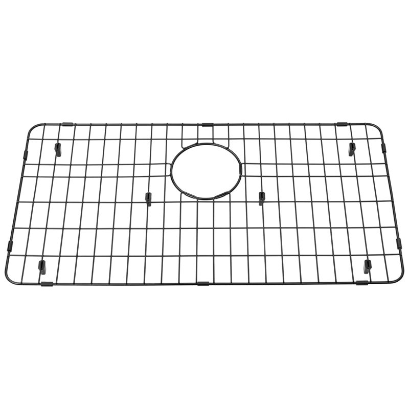 KDK HOME 15.7"W Stainless Steel Grid and Protectors of Single Bowl Kitche Sink with Rear Drain, Black