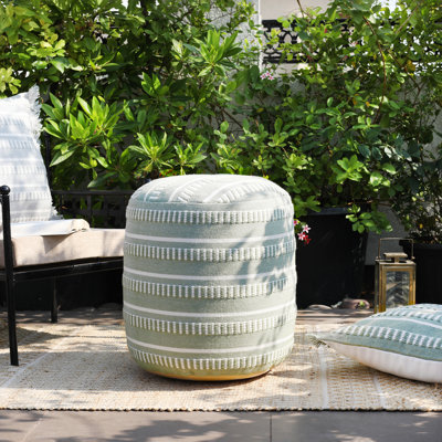 Lebo Coastal Striped Indoor/Outdoor Upholstered Pouf