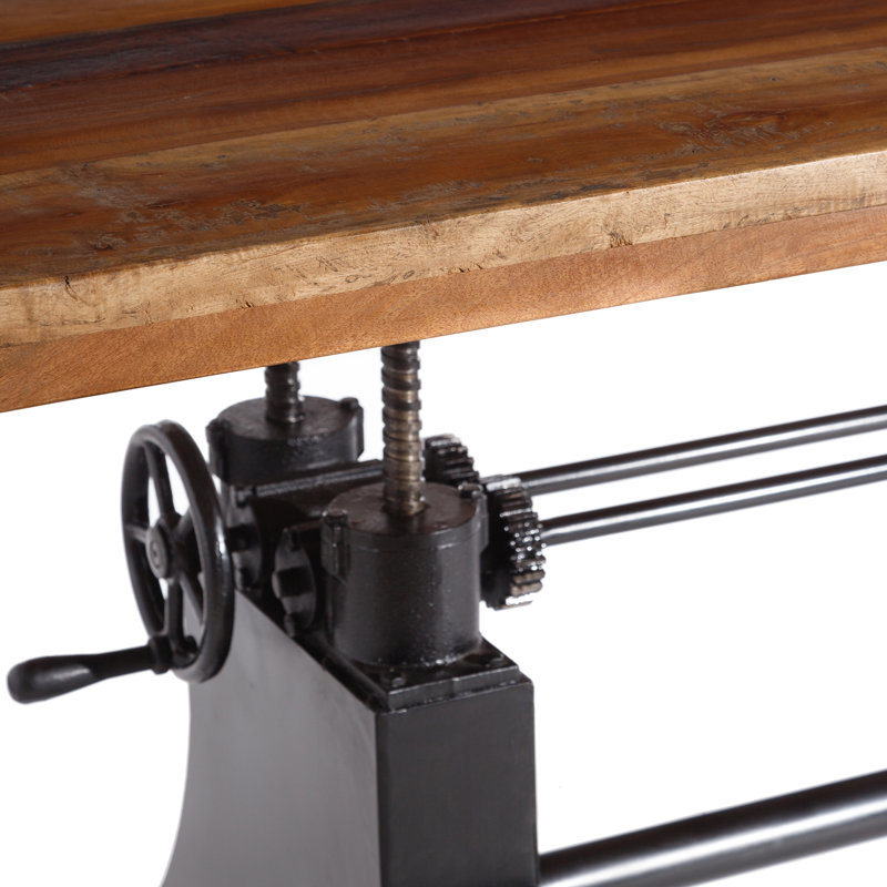Malverne Rectangular Wood Top Dining Table with Iron Base