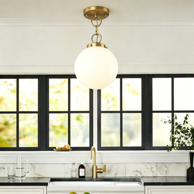 Brunsville 1-Light Glass Shade Semi Flush Mount Ceiling Light