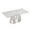 Table de salle à manger en marbre pour 6 personnes, table de salle à manger rectangulaire en faux marbre 70 po avec base en acier inoxydable à finition miroir, table de cuisine moderne en marbre de grande taille (argent, blanc)
