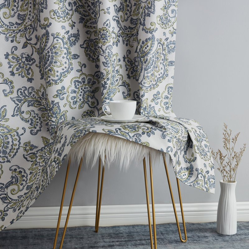 Lovelle Silk Curtain Pair, 52" W x 72" L, Gray/Yellow