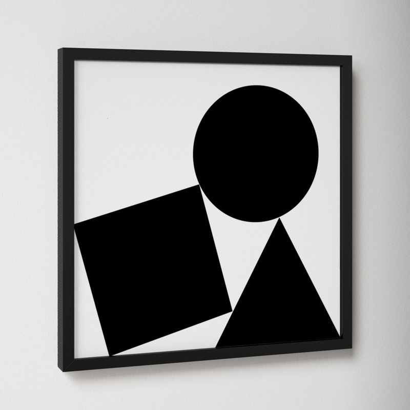 Shapes By AM " Shapes Stack ", 16" H x 16" W, Black Framed