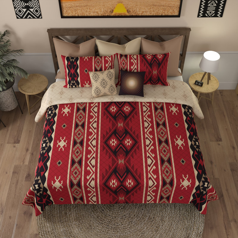 Mesa Red Reversible Microfiber Twin Quilt Set
