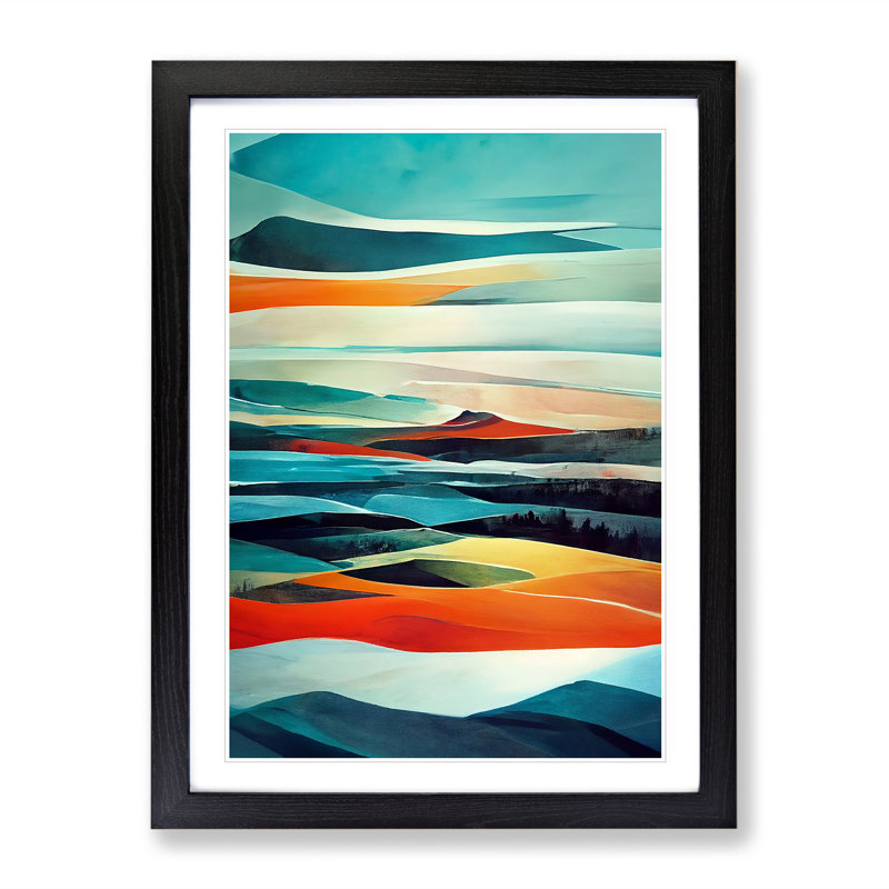 Meadow Landscape Abstract No.4 - Framed Print, Black, 64cm H x 46cm W