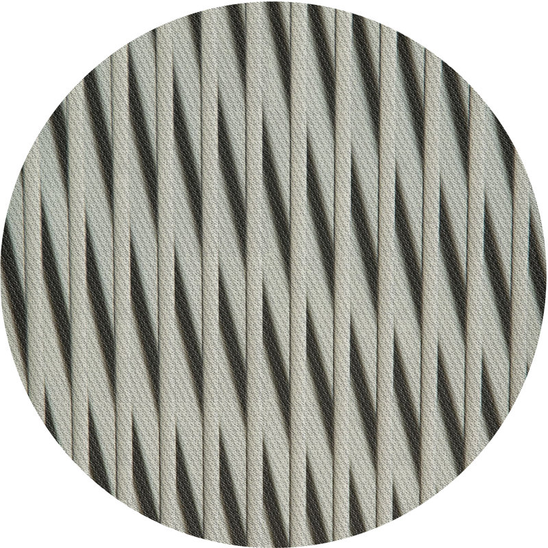 Tapis beige/noir à motifs, Rond 8 pi