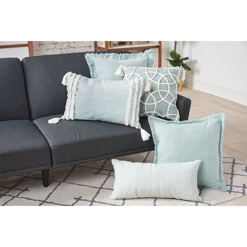 Roseville Cotton Throw Pillow Cover & Insert, Seaglass