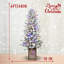 Arbre de Noël floqué avec base scintillante