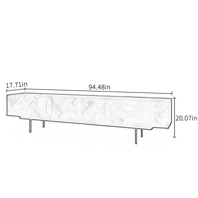 Design sense carved solid wood TV cabinet