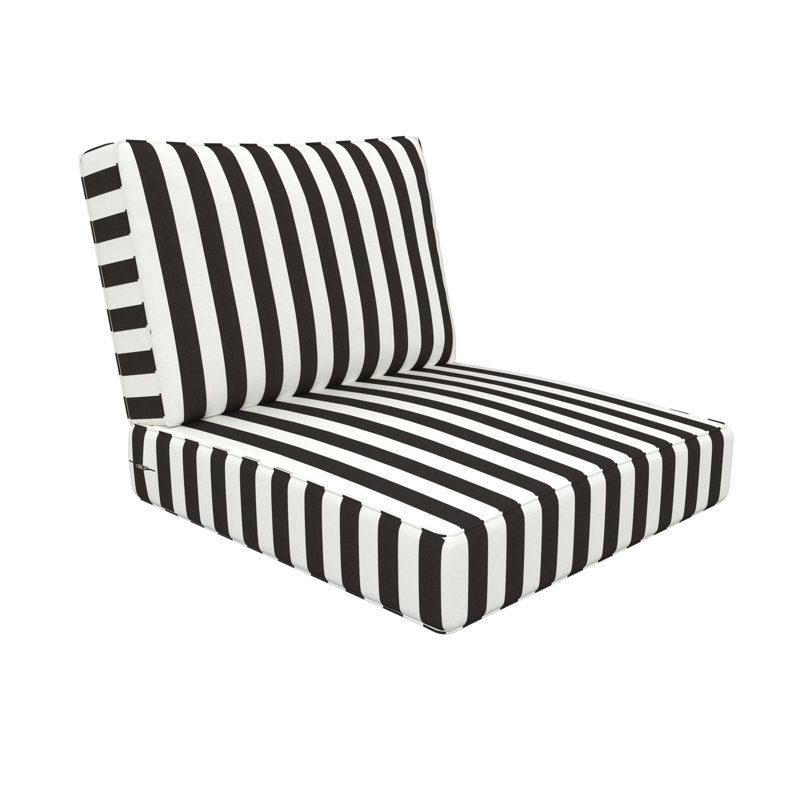 Wayfair Custom Outdoor Deep Seating Cushion With Sunbrella Fabric, Cabana Classic Black Stripe Sunbrella®, 24" x 24"