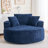 Round Accent Chair, 360 Swivel Chenille Barrel Chair, Fluffy Modern Sleeper for Living Room, Bedroom, Reading Room and Lounge-1621068484