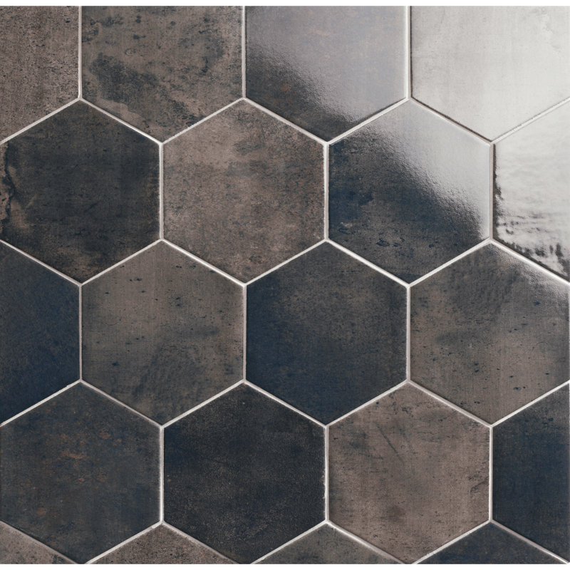 Capri 7" x 8" Porcelain Stone Look Wall & Floor Tile, Black