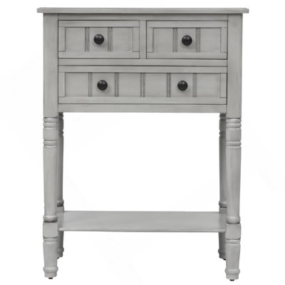 Console étroite, canapé mince avec trois tiroirs de rangement et une tablette inférieure pour le salon, assemblage facile (gris délavé)