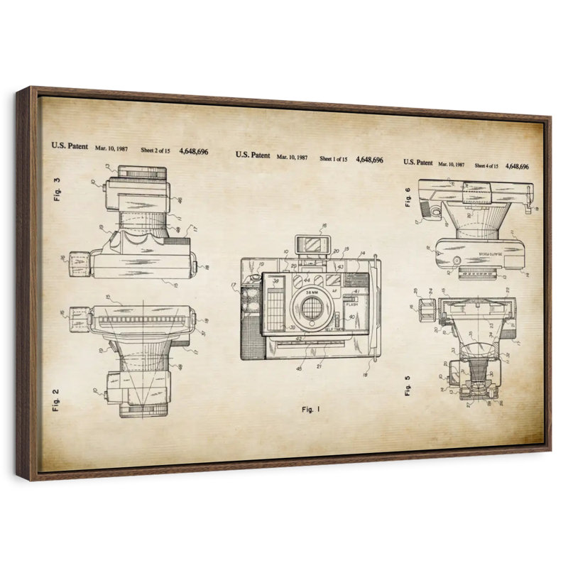 Automatic Focus Camera Patent, 13" X 9", Floating Frame Walnut