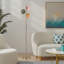 63'' Tree Floor Lamp with 3 Glass Globe Shades, Pink, Orange, Teal