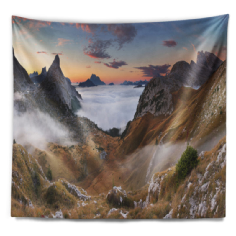 Paysage avec magnifique tapisserie panoramique d'été, H 50 po x l 60 po
