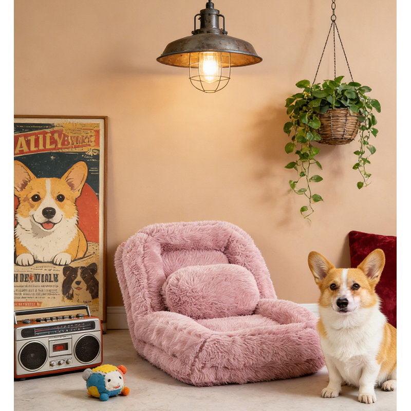 5-Position Adjustable Convertible Dog Bed, Pink