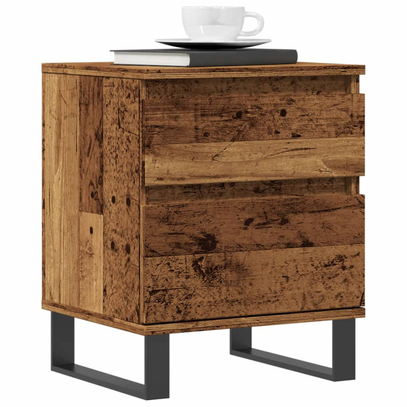 Alicianna 40cm W Manufactured Wood Bedside Table, Old Wood