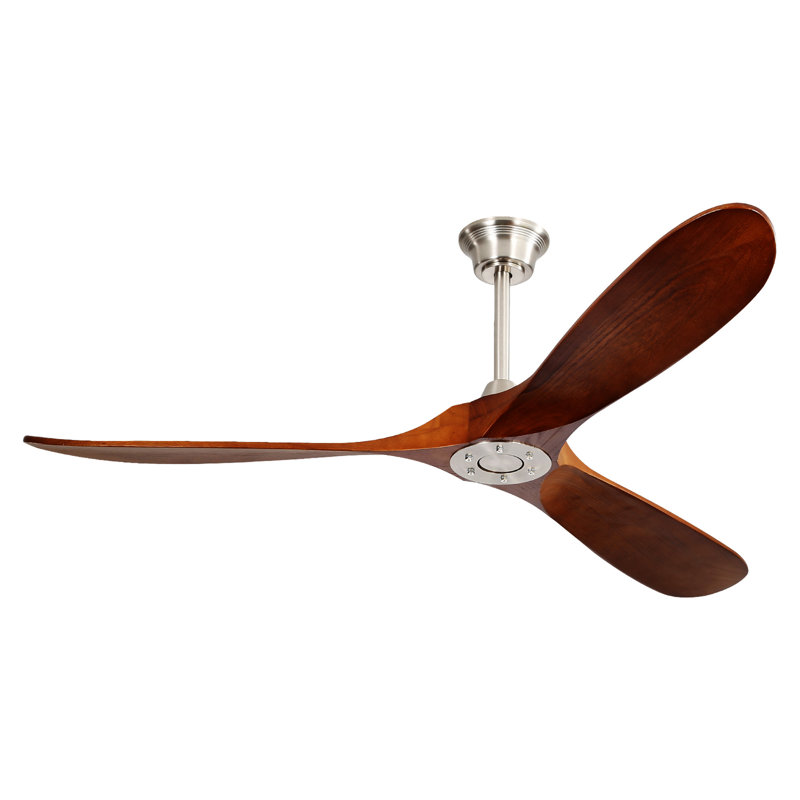 Ventilateur de plafond d'intérieur moderne de 60 pouces avec télécommande à 6 vitesses et 3 pales en bois massif pour le salon