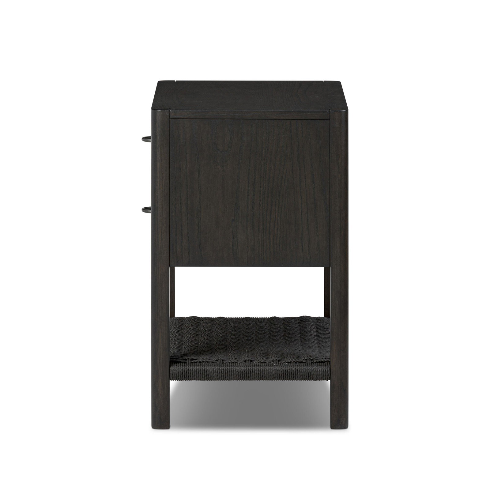 Deirdre 2 - Drawer Woven Nightstand, Smoked Black Ash