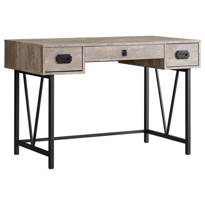 Bureau d'ordinateur avec tiroirs de rangement, l 48 po, mobilier de bureau personnel, stratifié beige, pieds en métal noir, poste de travail 48 po Work for Space, métal, compartiments