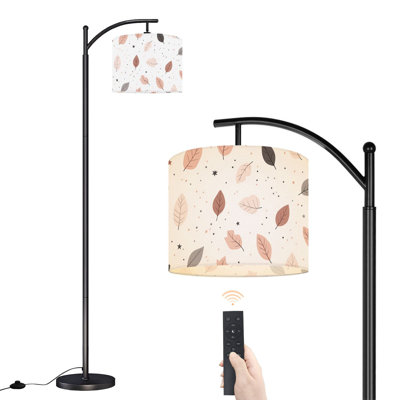 Arc Floor Lamp Minimalist Fall Leaf Soft Neutral Tones Floor Lamps with Remote LED Lights Adjustable Lamp Shades Tall Standing Lamps for Reading Office Living Room