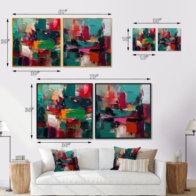 Serene Waters In Marble - Abstract Marble Square Collage Set Of 2, Black Floater Framed, 16" H x 33" W