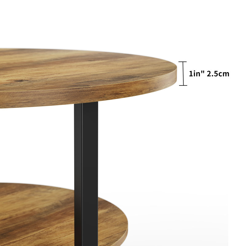 Lucylla Single Round Coffee Table with 2-Tier Storage