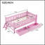 Lit plateforme en bois avec garde-corps et 2 tiroirs, parfait pour les chambres d'enfants et le rangement peu encombrant