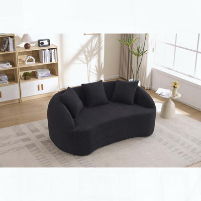 Causeuse courbée sans os avec 3 coussins, tissu chenille et mousse compressée