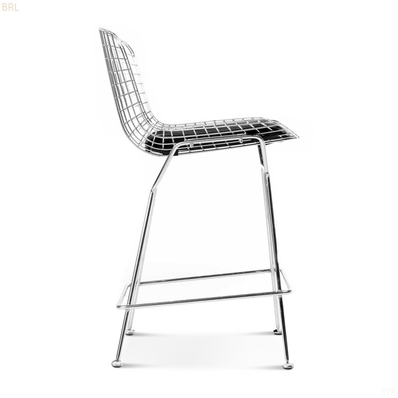 Ensemble de deux tabourets de bar Bertoia, Chrome chrome