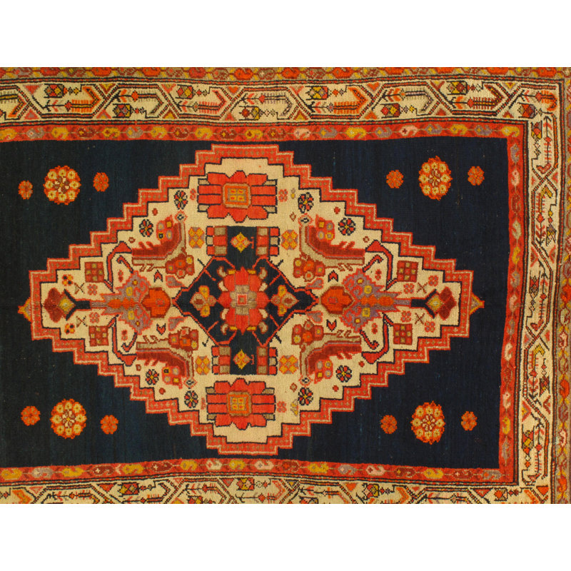 Tapis en laine orange/noir 4 pi 1 po x 5 pi 9 po main one-of-kind noué la Laholm