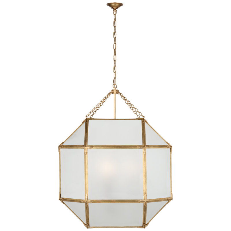 Suzanne Kasler Morris Grande Lantern, Polished Nickel, Gilded Iron